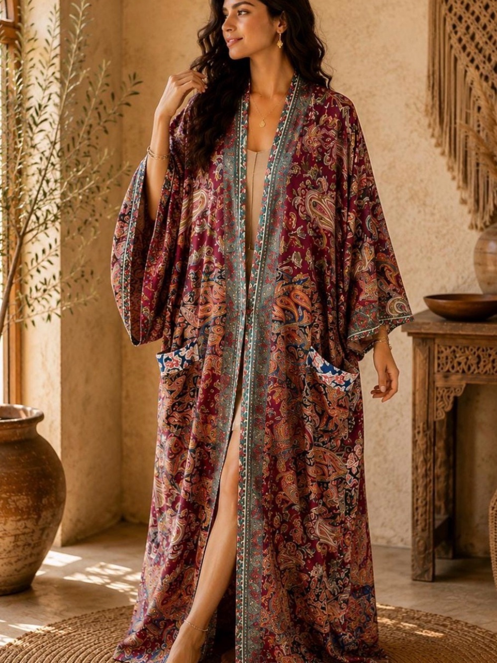 New Recycled Saree Silky Kimono OS